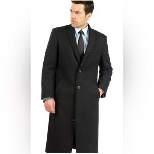 MANTONI TOP COAT CHARCOAL BLACK WOOL/CASHMERE